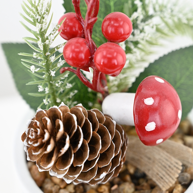 Square Pot Ornament with Classic Christmas Elements Square Pot Ornament with Classic Christmas Elements