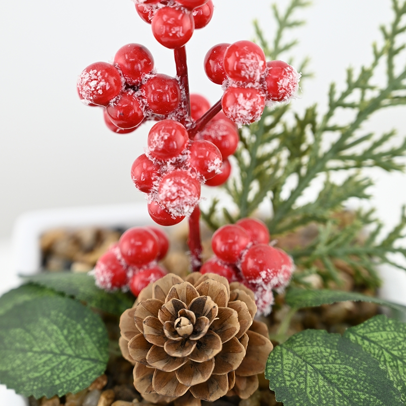 Square Pot Ornament with Classic Christmas Elements