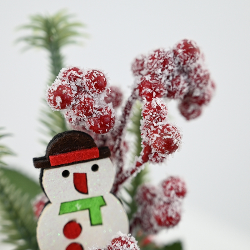 Square Pot Ornament with Classic Christmas Elements Square Pot Ornament with Classic Christmas Elements
