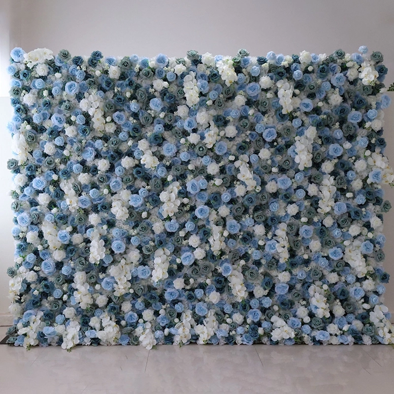Morandi Blue Artificial Flower Wall