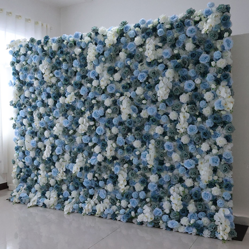 Morandi Blue Artificial Flower Wall