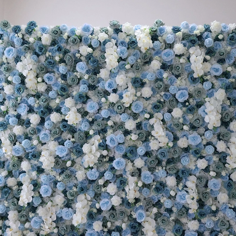 Morandi Blue Artificial Flower Wall