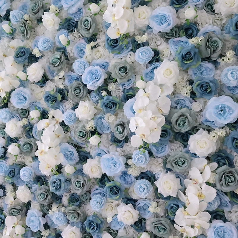 Morandi Blue Artificial Flower Wall Morandi Blue Artificial Flower Wall
