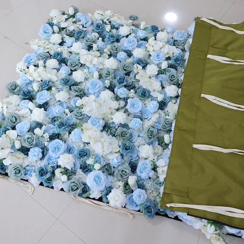 Morandi Blue Artificial Flower Wall