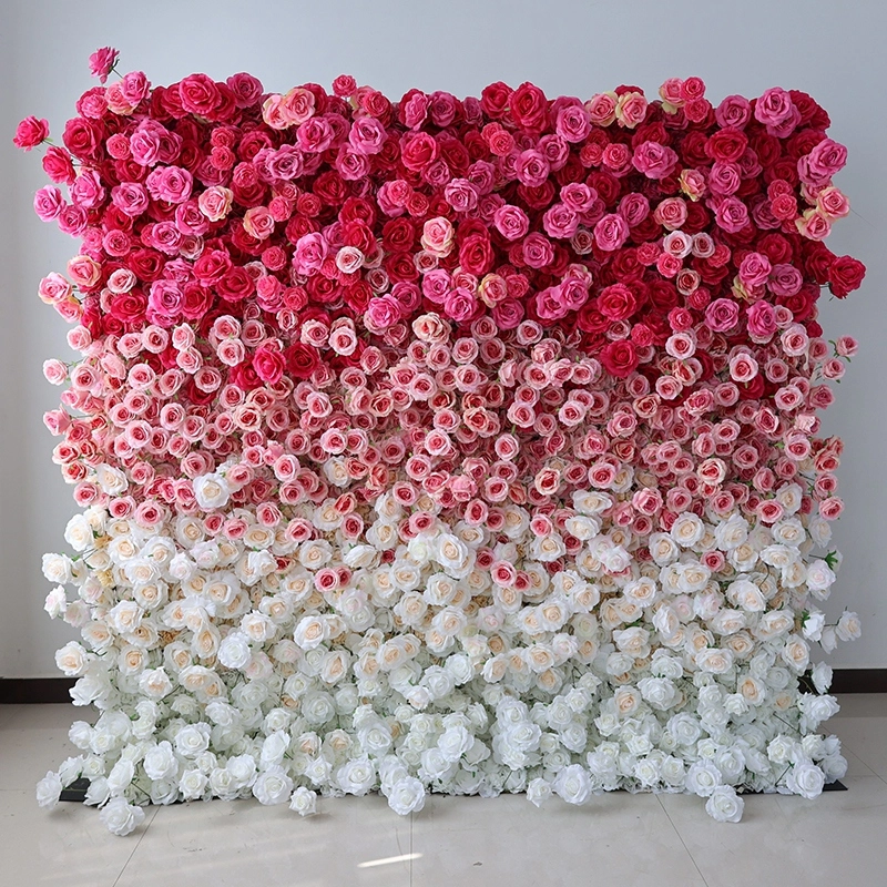 Red And White Gradient Artificial Rose Flower Wall