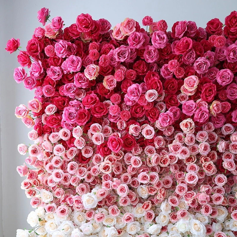 Red And White Gradient Artificial Rose Flower Wall